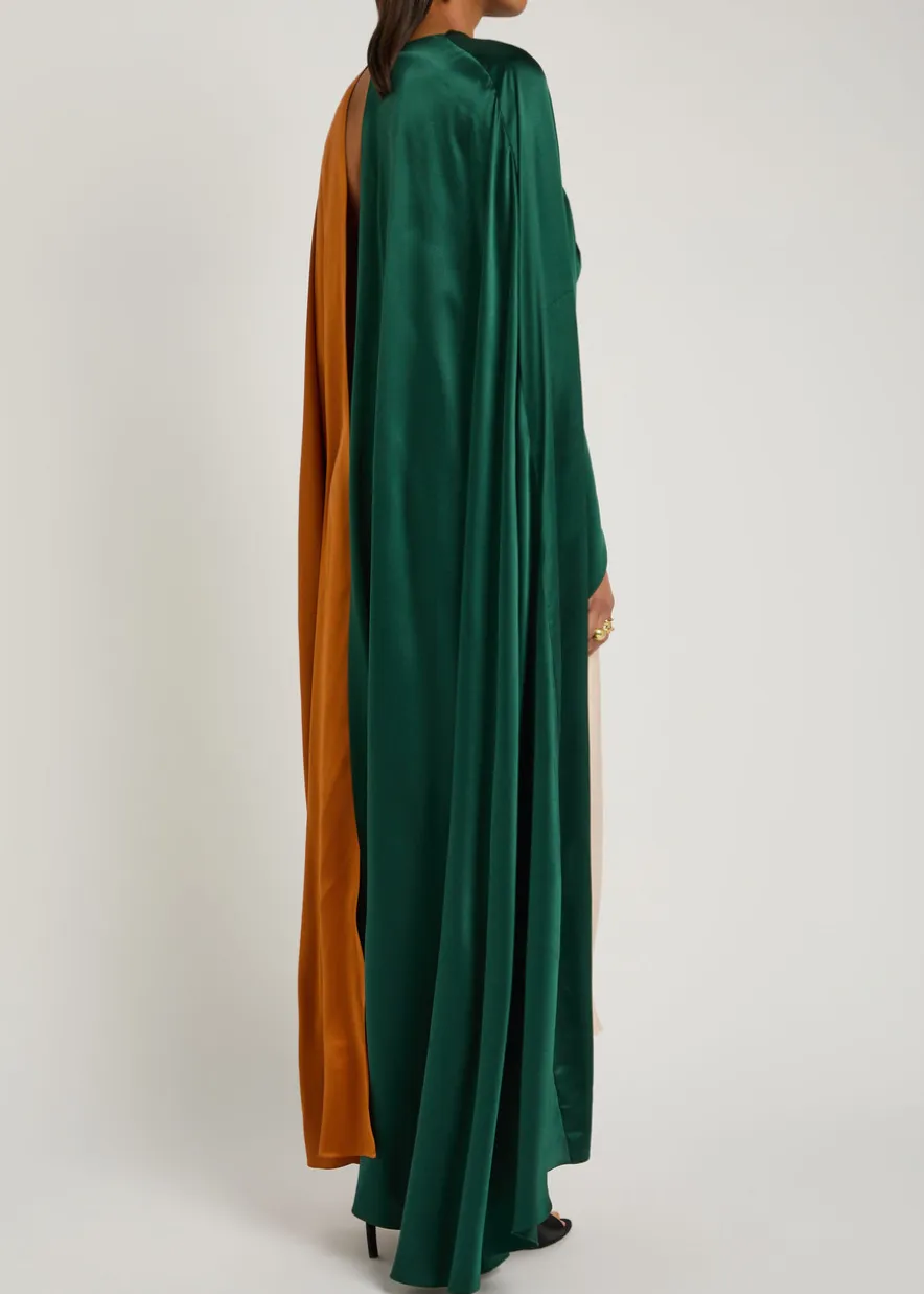 Neolitsea draped colour-block silk maxi dress