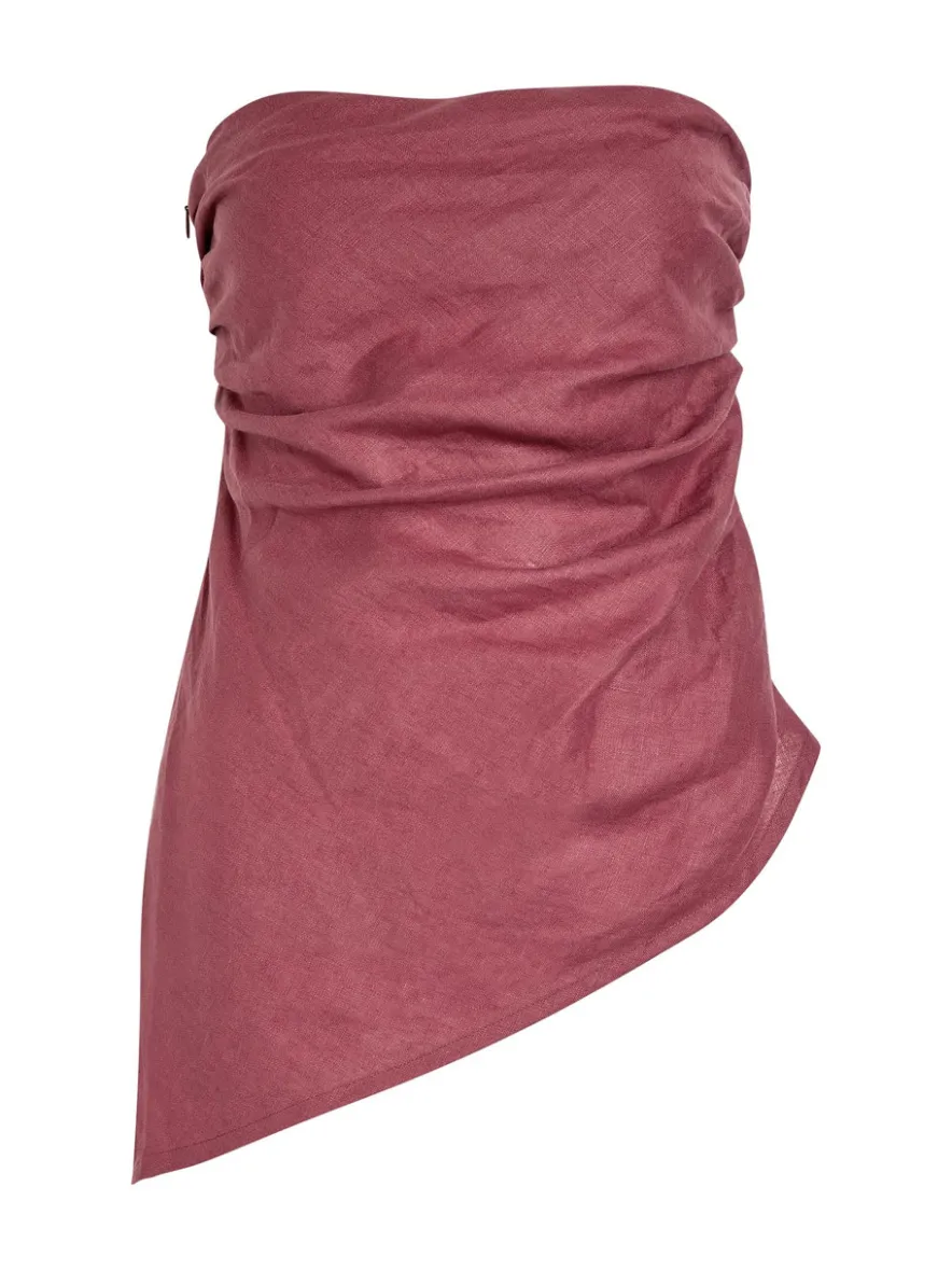 Nera ruched strapless linen top