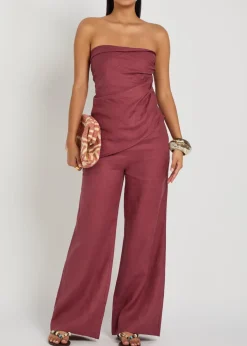 Nera ruched strapless linen top