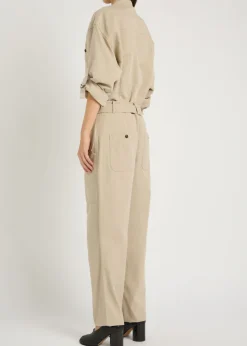 Nessime panelled cotton and linen-blend jumpsuit