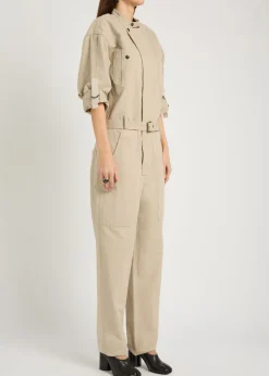 Nessime panelled cotton and linen-blend jumpsuit