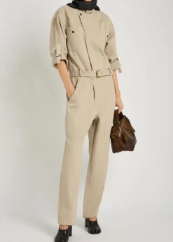 Nessime panelled cotton and linen-blend jumpsuit
