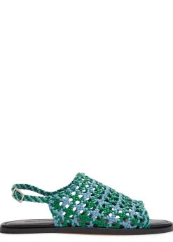 Net woven leather sandals
