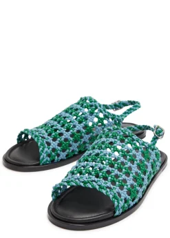 Net woven leather sandals