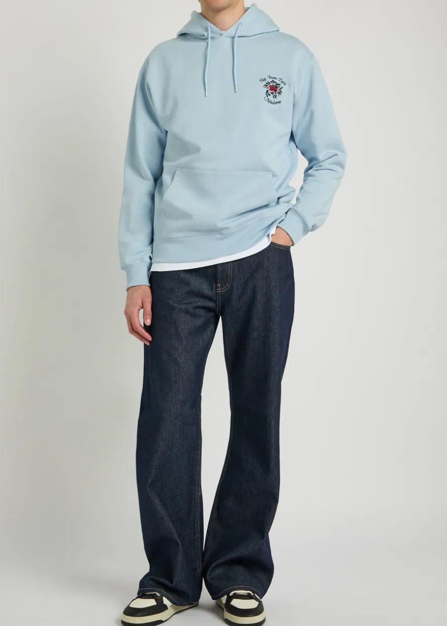 NFPM floral-embroidered hooded cotton sweatshirt