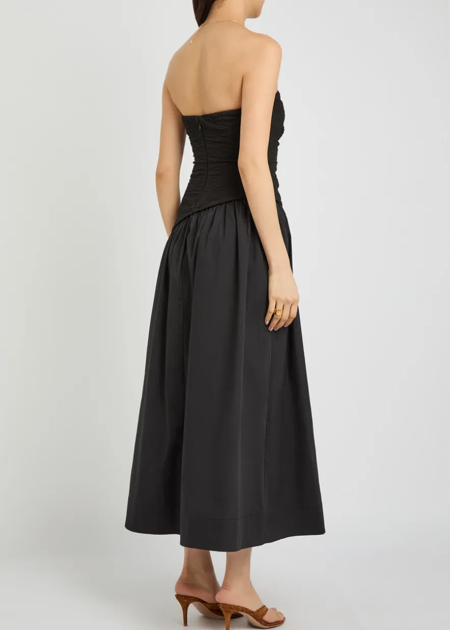 Nia strapless stretch-cotton midi dress