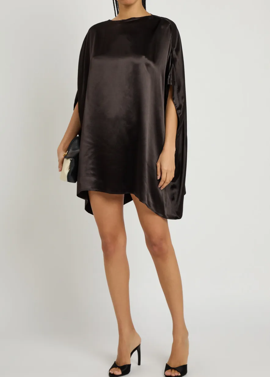 Nicla draped asymmetric satin mini dress