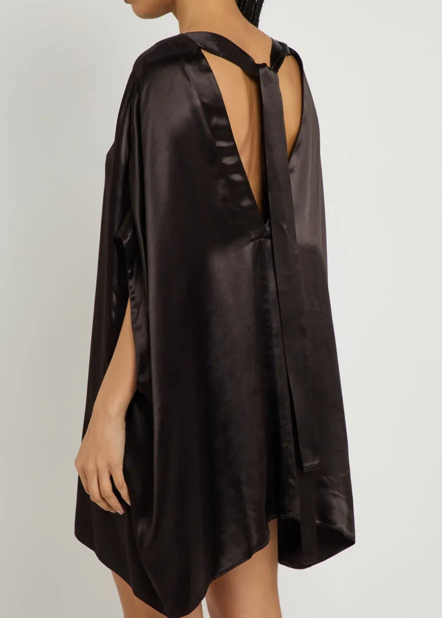 Nicla draped asymmetric satin mini dress