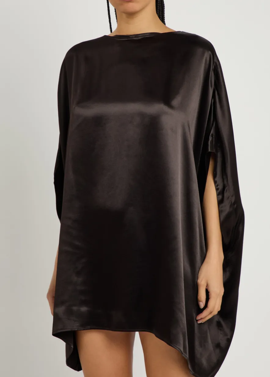 Nicla draped asymmetric satin mini dress