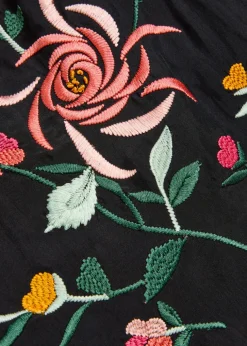 Nicolina floral-embroidered silk top