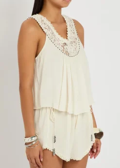 Nilany lace-trim silk-georgette playsuit