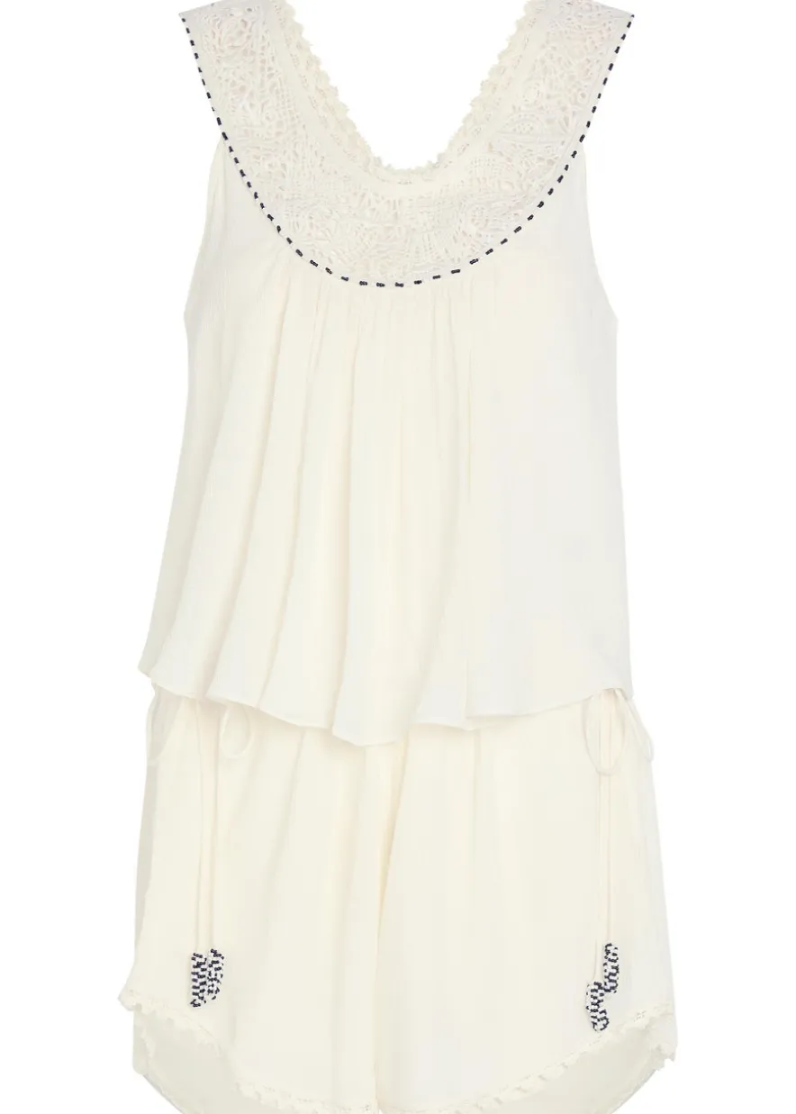 Nilany lace-trim silk-georgette playsuit