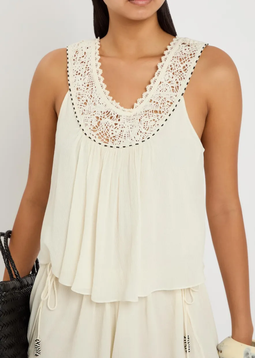 Nilany lace-trim silk-georgette playsuit