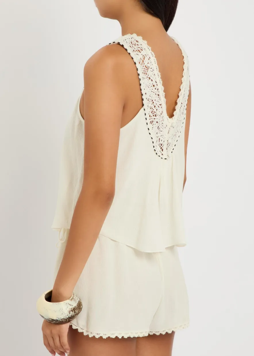 Nilany lace-trim silk-georgette playsuit