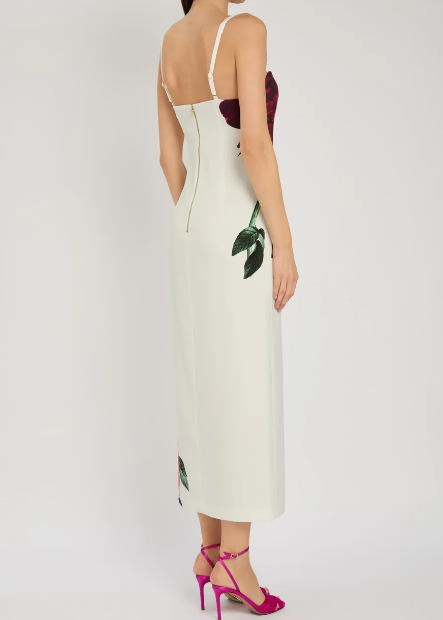 Nina floral-print satin-crepe midi dress