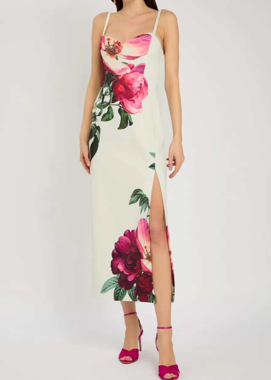 Nina floral-print satin-crepe midi dress
