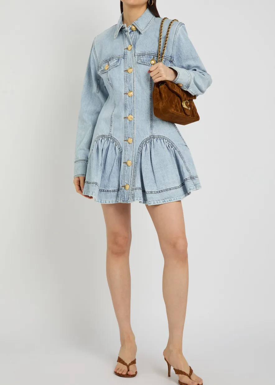 Noa gathered denim mini dress