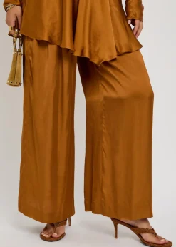 Nolia wide-leg satin trousers
