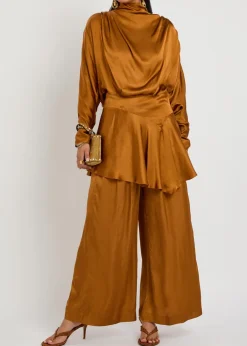 Nolia wide-leg satin trousers
