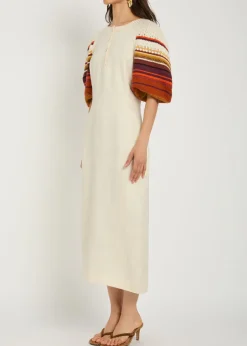Nomo striped-knit linen midi dress