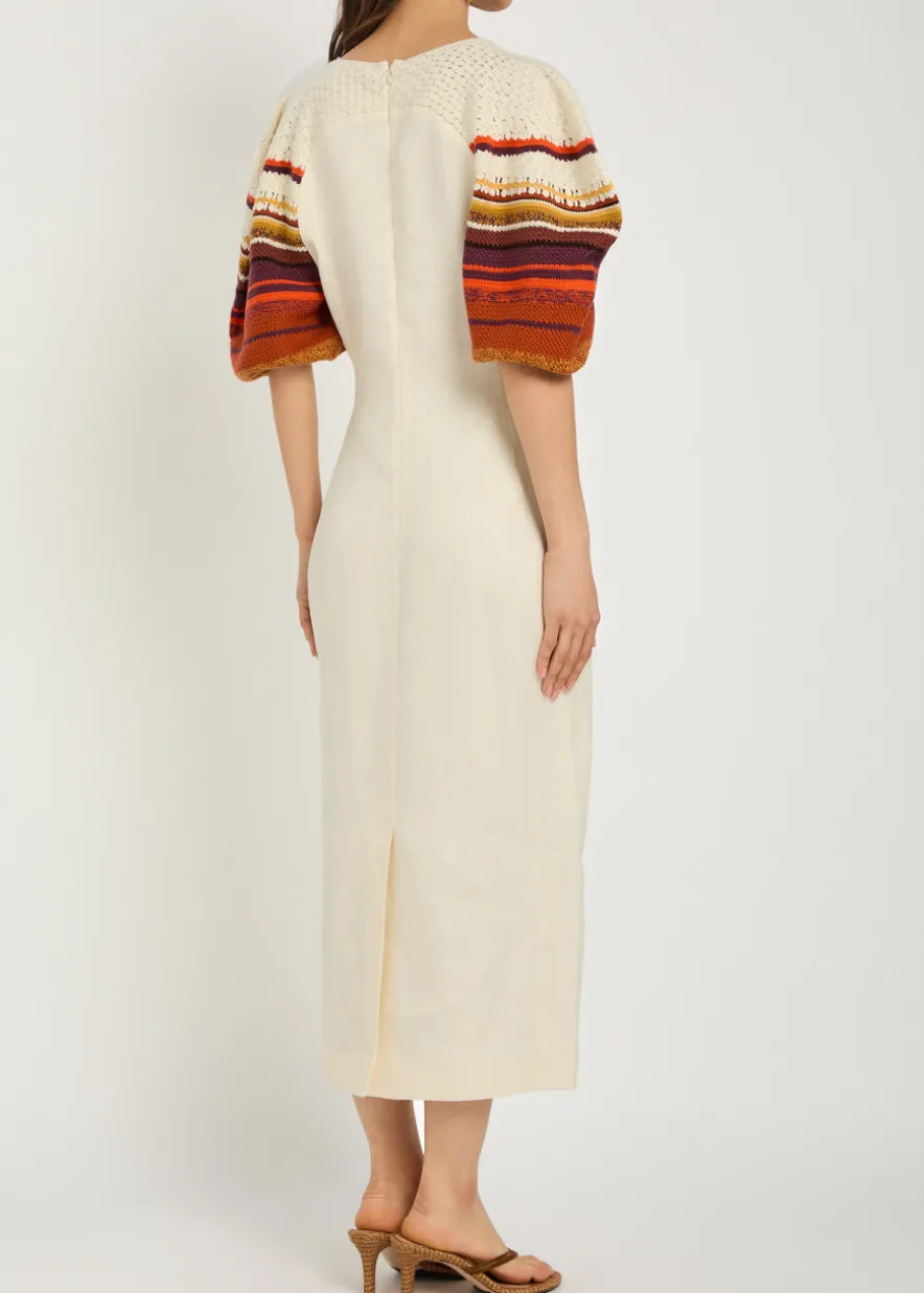 Nomo striped-knit linen midi dress