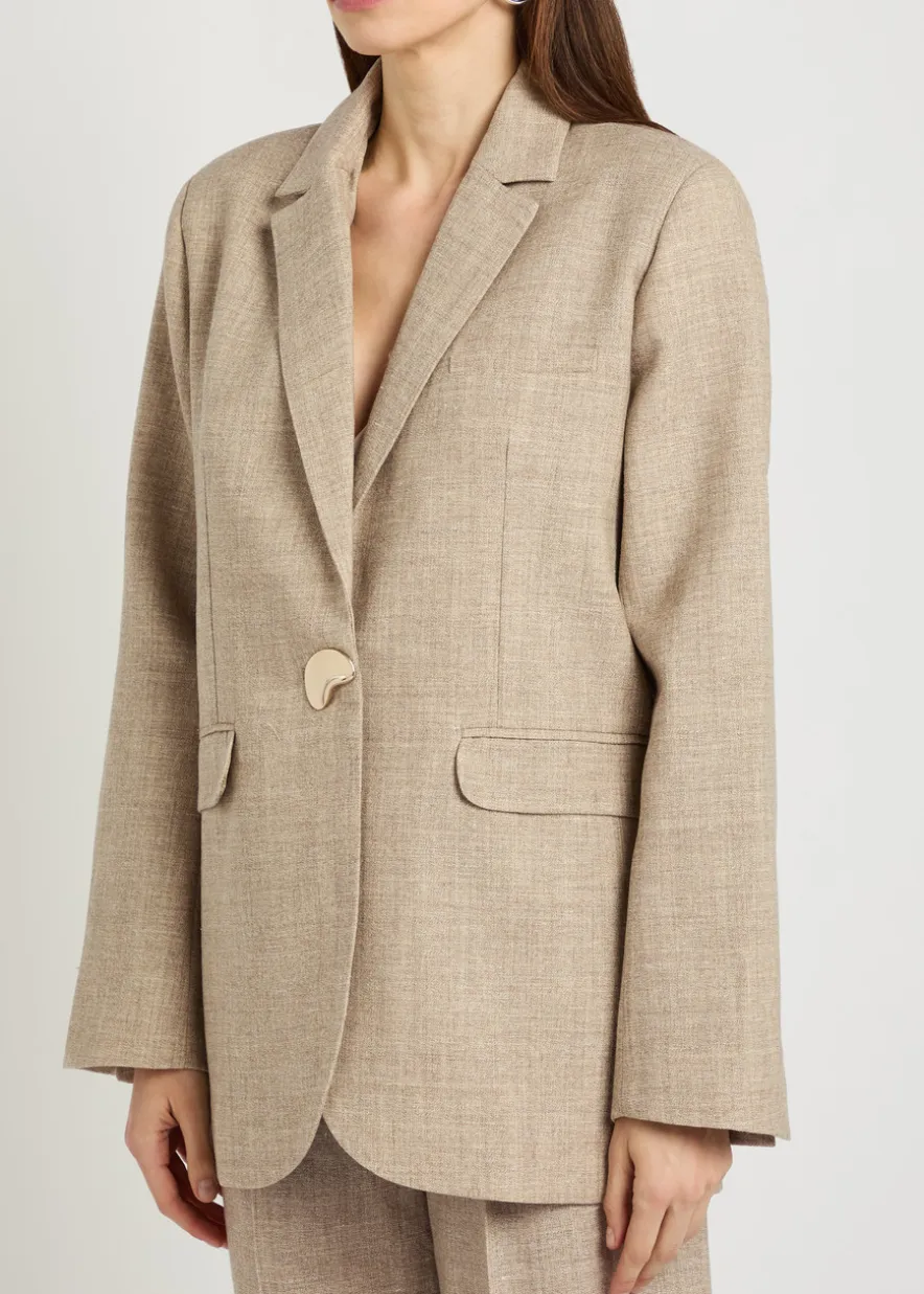 Noor linen and wool-blend blazer