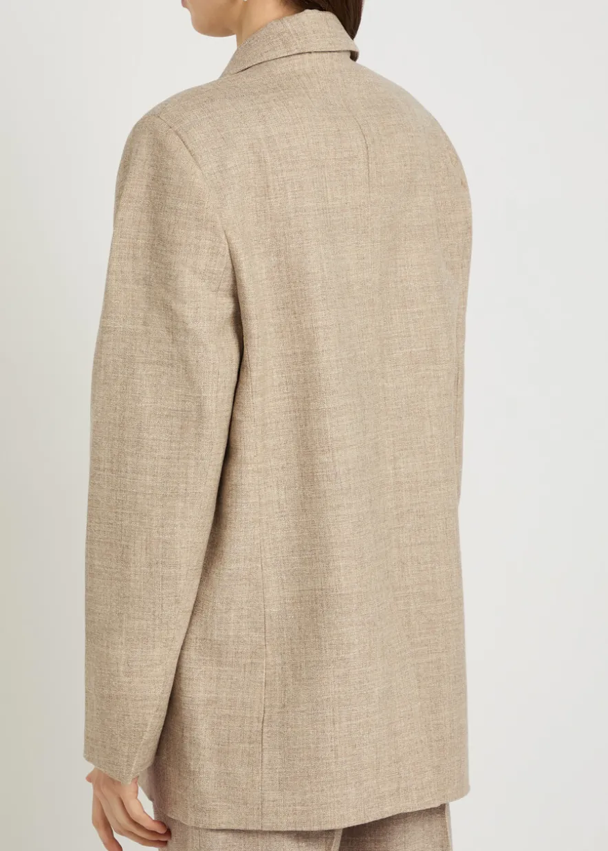 Noor linen and wool-blend blazer