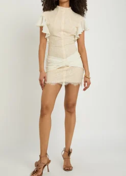Noor ruffled lace mini dress