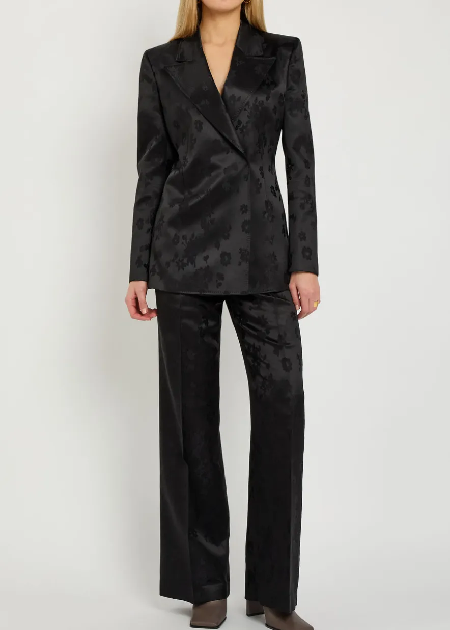Norman floral-jacquard silk trousers