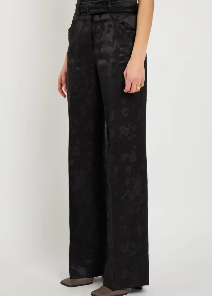 Norman floral-jacquard silk trousers
