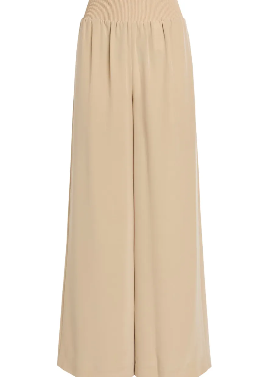 Nour wide-leg satin-twill trousers
