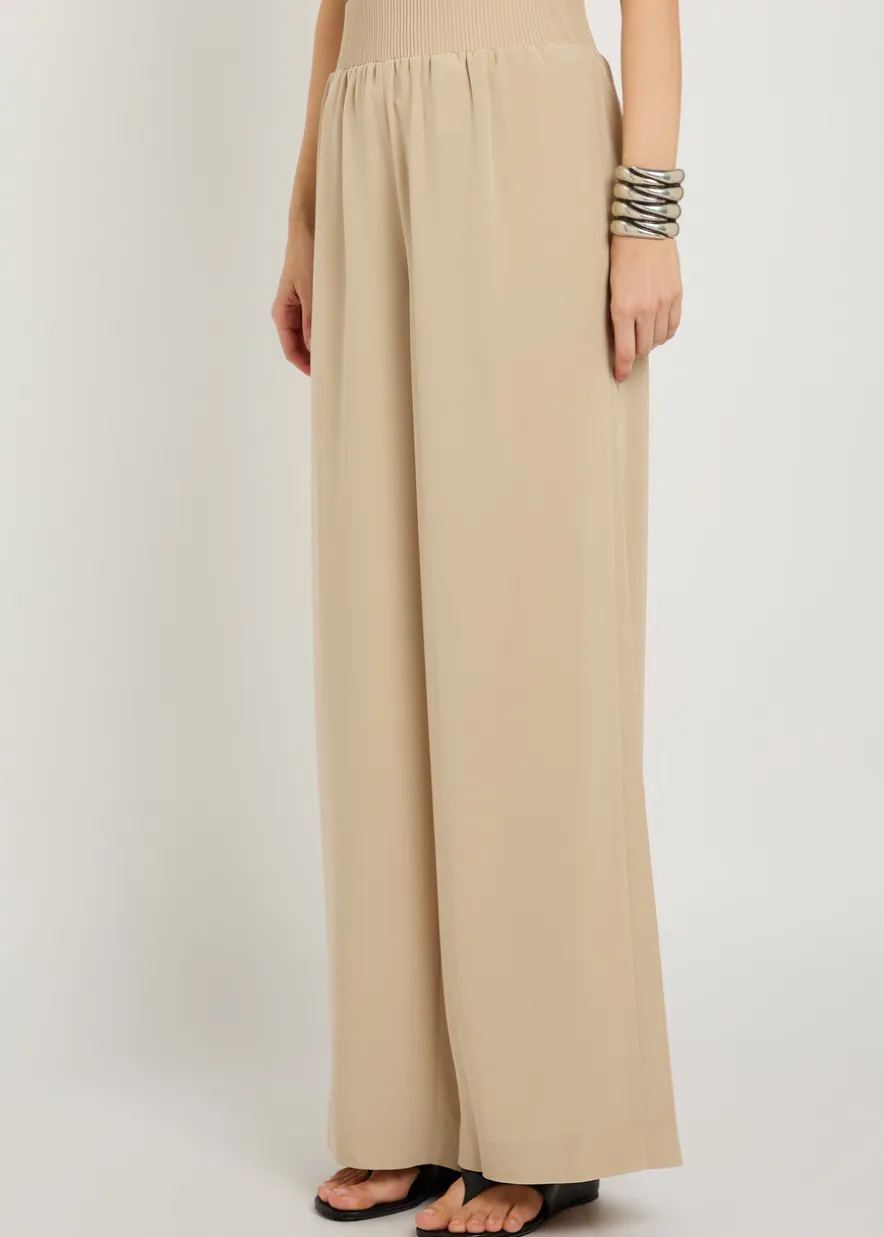 Nour wide-leg satin-twill trousers