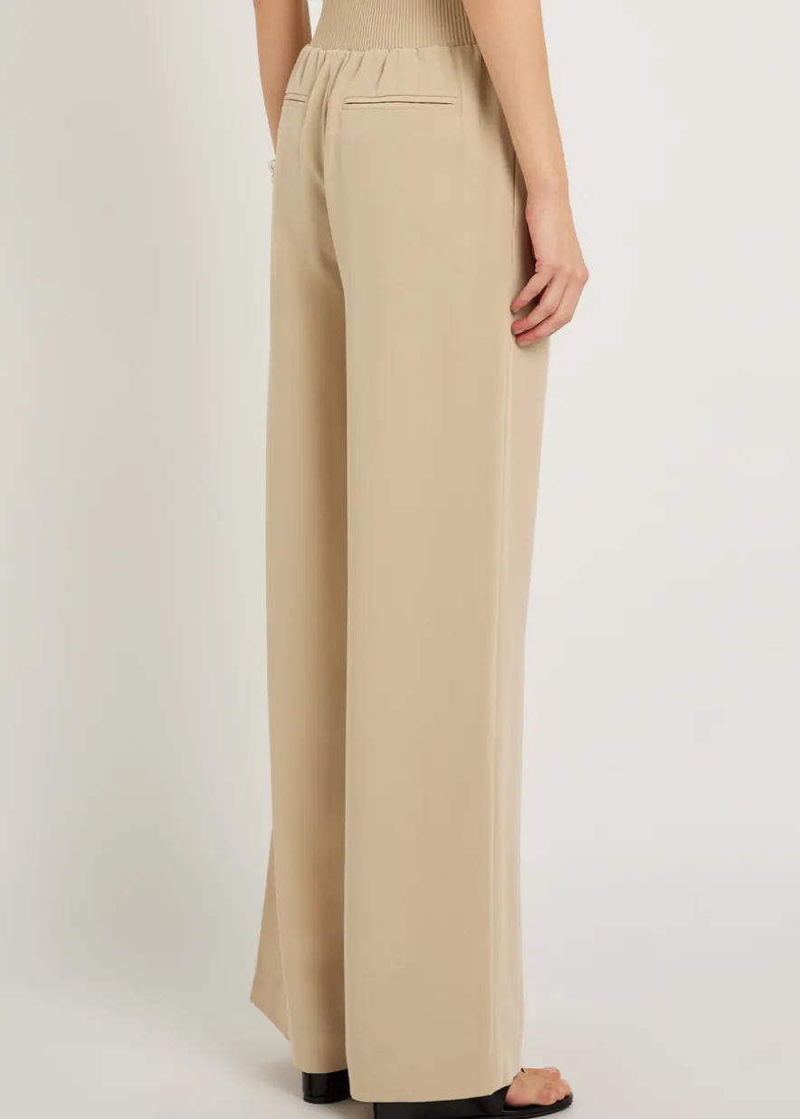 Nour wide-leg satin-twill trousers