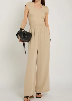 Nour wide-leg satin-twill trousers