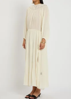 Nydia lace-trim silk-georgette maxi dress