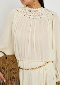 Nydia lace-trim silk-georgette maxi dress