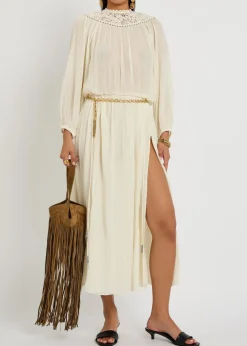 Nydia lace-trim silk-georgette maxi dress