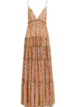 Nymph printed tiered stretch-tulle maxi dress