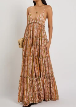Nymph printed tiered stretch-tulle maxi dress