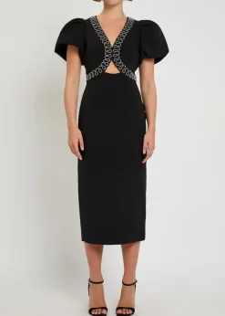 Nyx crystal-embellished crepe midi dress