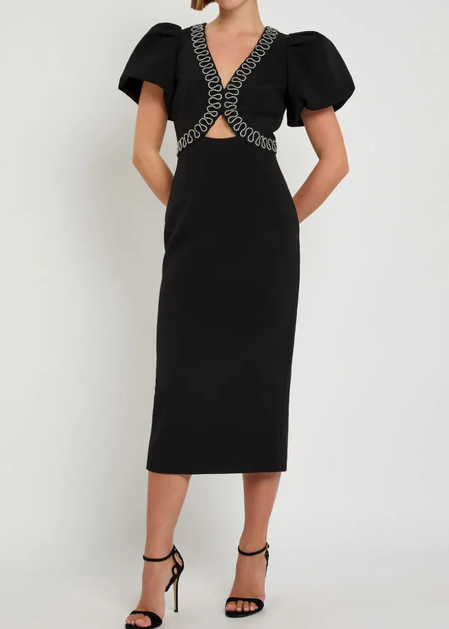 Nyx crystal-embellished crepe midi dress