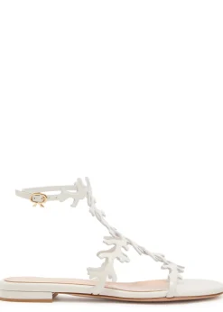 Ocean coral-design glossed nappa sandals