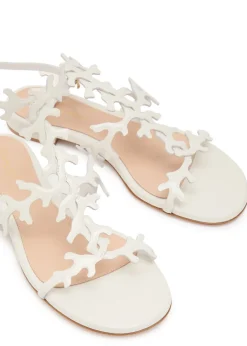 Ocean coral-design glossed nappa sandals