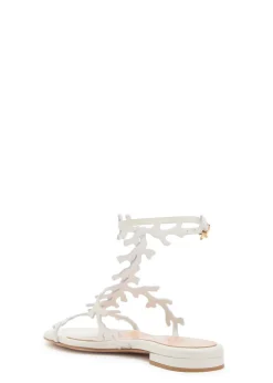 Ocean coral-design glossed nappa sandals