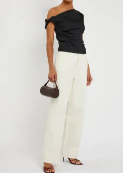 Off-the-shoulder cotton-poplin top