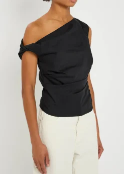 Off-the-shoulder cotton-poplin top
