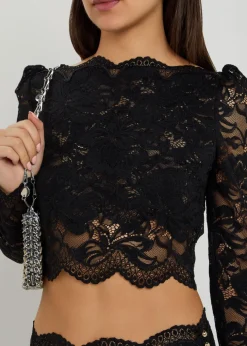 Off-the-shoulder lace crop top