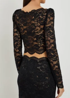 Off-the-shoulder lace crop top