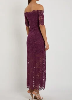 Off-the-shoulder lace maxi dress