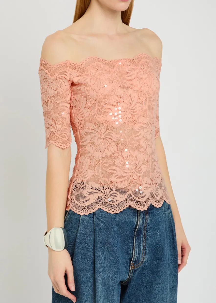 Off-the-shoulder lace top